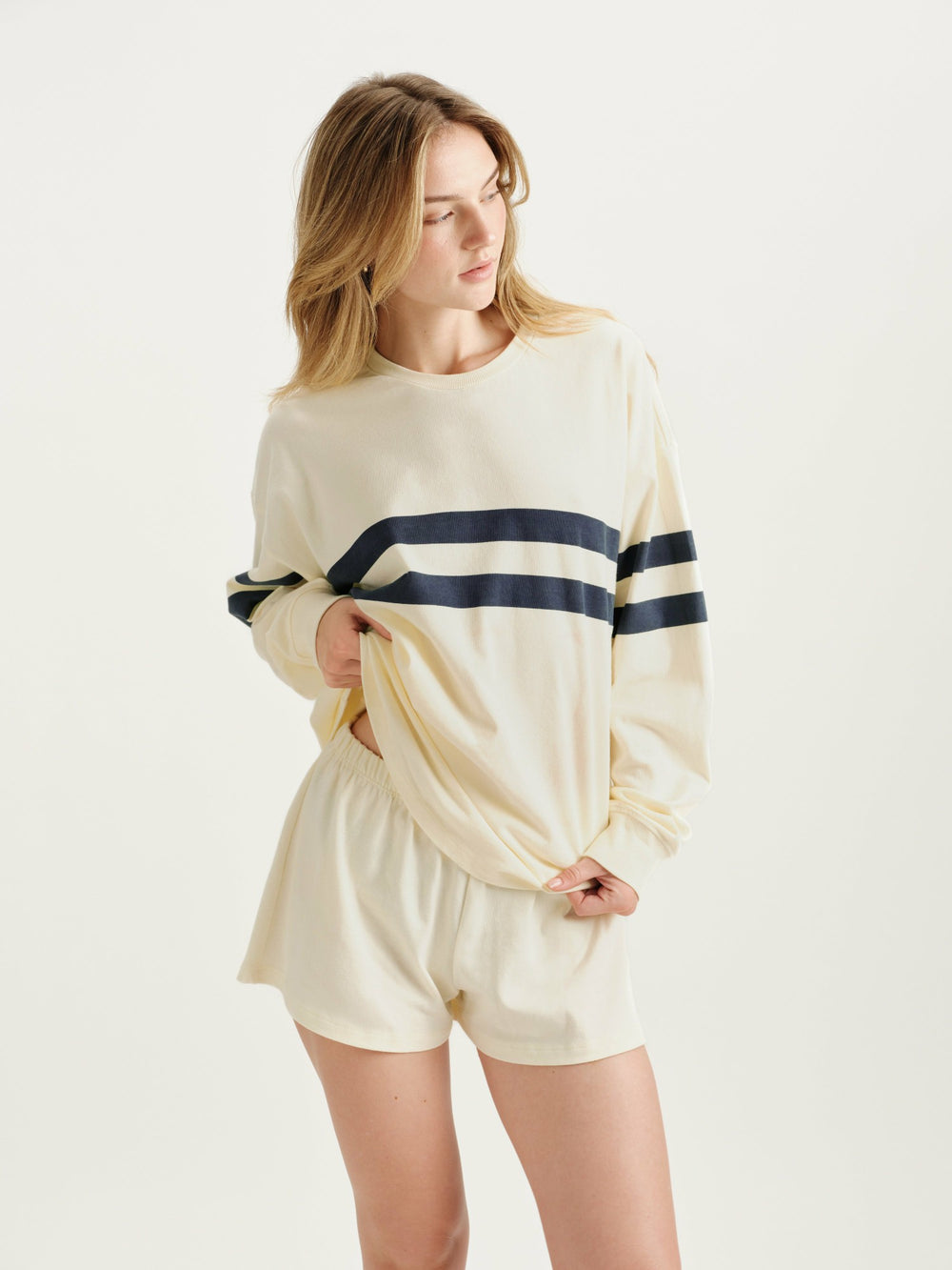 SET ACTIVE Online | HEAVY COTTON EASY STRIPE LONG SLEEVE - WASHED