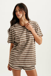 SET ACTIVE For Sale | CLASSIC COTTON DAILY STRIPE BOYFRIEND TEE - GRAIN