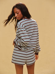 SET ACTIVE Discount | CLASSIC COTTON DAILY STRIPE CUFFED LONG SLEEVE - KONA