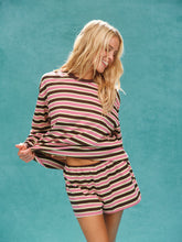 SET ACTIVE Website Store | CLASSIC COTTON DAILY STRIPE CUFFED LONG SLEEVE - HIBISCUS