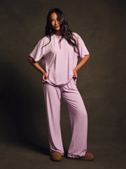 SET ACTIVE Outlet | SLEEP JERSEY COMFORT STRIPE SLEEP PANTS - BUTTERCREAM