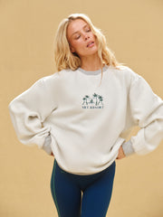 SET ACTIVE US | MIDWEIGHT SWEATS STAPLE SET REVERSE PALM CREWNECK - FOG HEATHER GREY