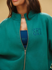 SET ACTIVE Outlets | MIDWEIGHT SWEATS STAPLE SET RESORT FUNNEL ZIP - LAGOON