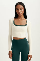 SET ACTIVE Website Store | RIBBED MODAL BODY SQUARENECK LONG SLEEVE - DUST