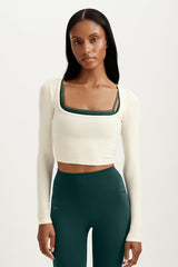 SET ACTIVE Website Store | RIBBED MODAL BODY SQUARENECK LONG SLEEVE - DUST