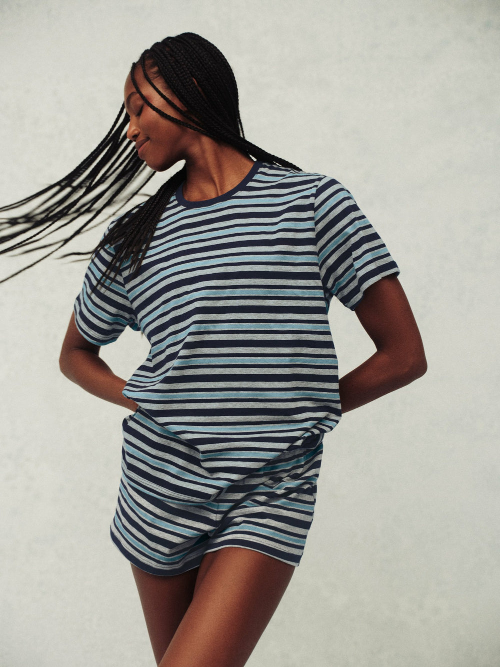 SET ACTIVE Outlet | HEAVY COTTON EASY STRIPE SHORTS - WASHED