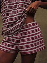 SET ACTIVE US | HEAVY COTTON EASY STRIPE SHORTS - SEPIA