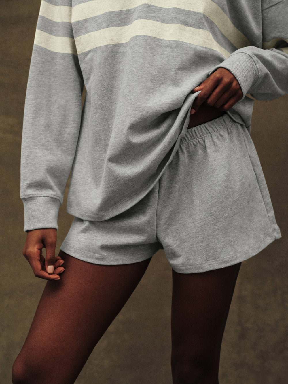 SET ACTIVE Online | HEAVY COTTON EASY SHORTS - FOG HEATHER GREY