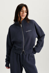 SET ACTIVE Outlets | MIDWEIGHT SWEATS STAPLE SET FUNNEL ZIP - INDIGO