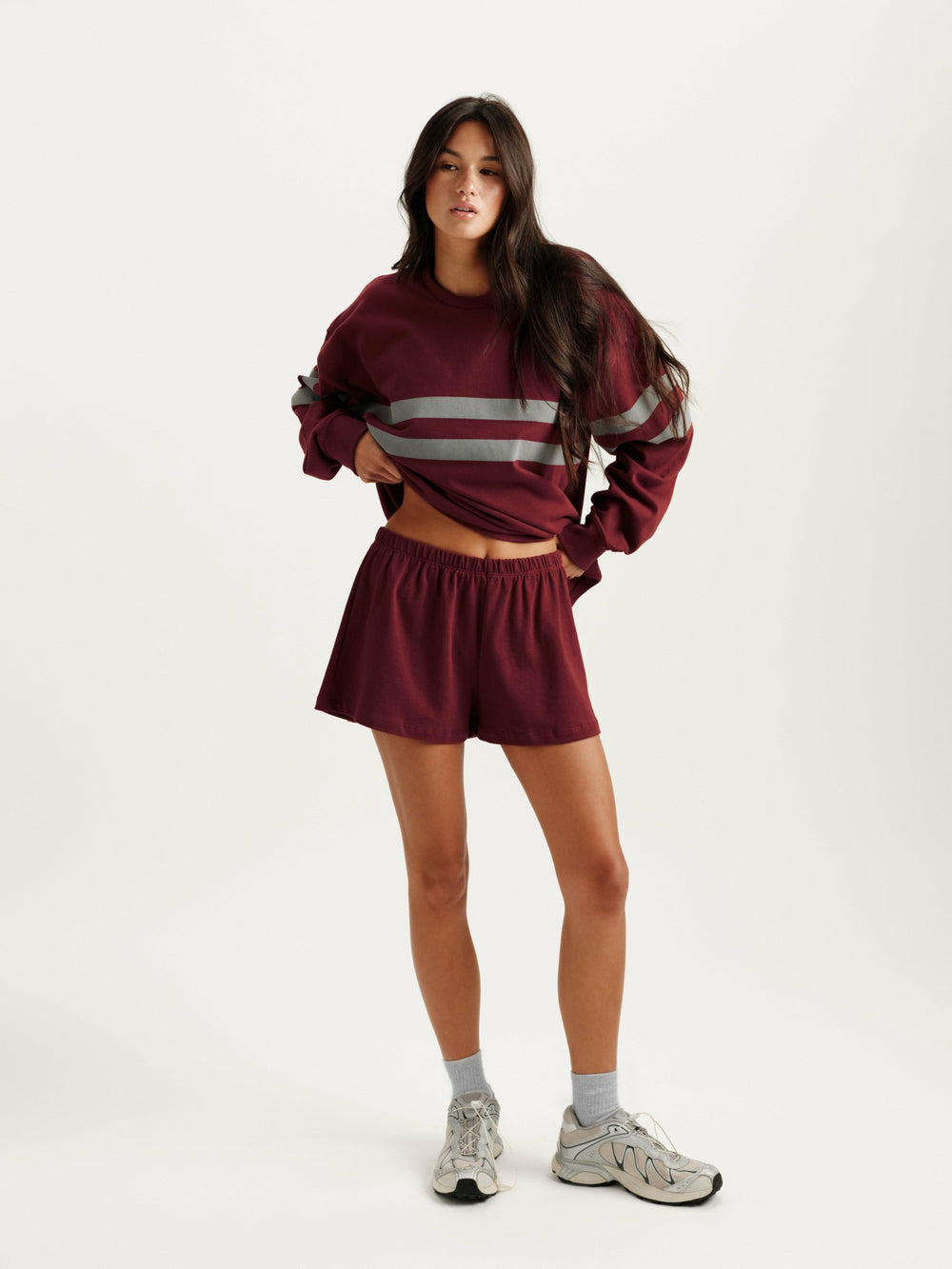 SET ACTIVE Sale | HEAVY COTTON EASY STRIPE LONG SLEEVE - SEPIA