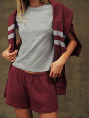 SET ACTIVE Website Store | HEAVY COTTON EASY SHORTS - SEPIA