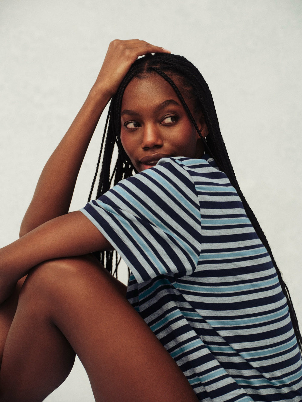 SET ACTIVE Outlet | CLASSIC COTTON DAILY STRIPE BOYFRIEND TEE - WASHED