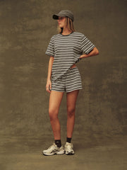 SET ACTIVE For Sale | CLASSIC COTTON DAILY STRIPE BOYFRIEND TEE - GRAIN