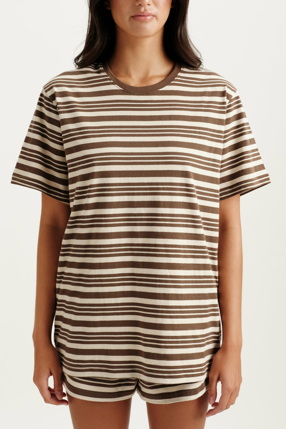 SET ACTIVE For Sale | CLASSIC COTTON DAILY STRIPE BOYFRIEND TEE - GRAIN