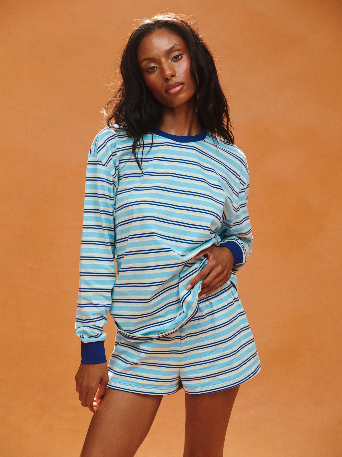 SET ACTIVE Outlets | CLASSIC COTTON DAILY STRIPE CUFFED LONG SLEEVE - MAUI