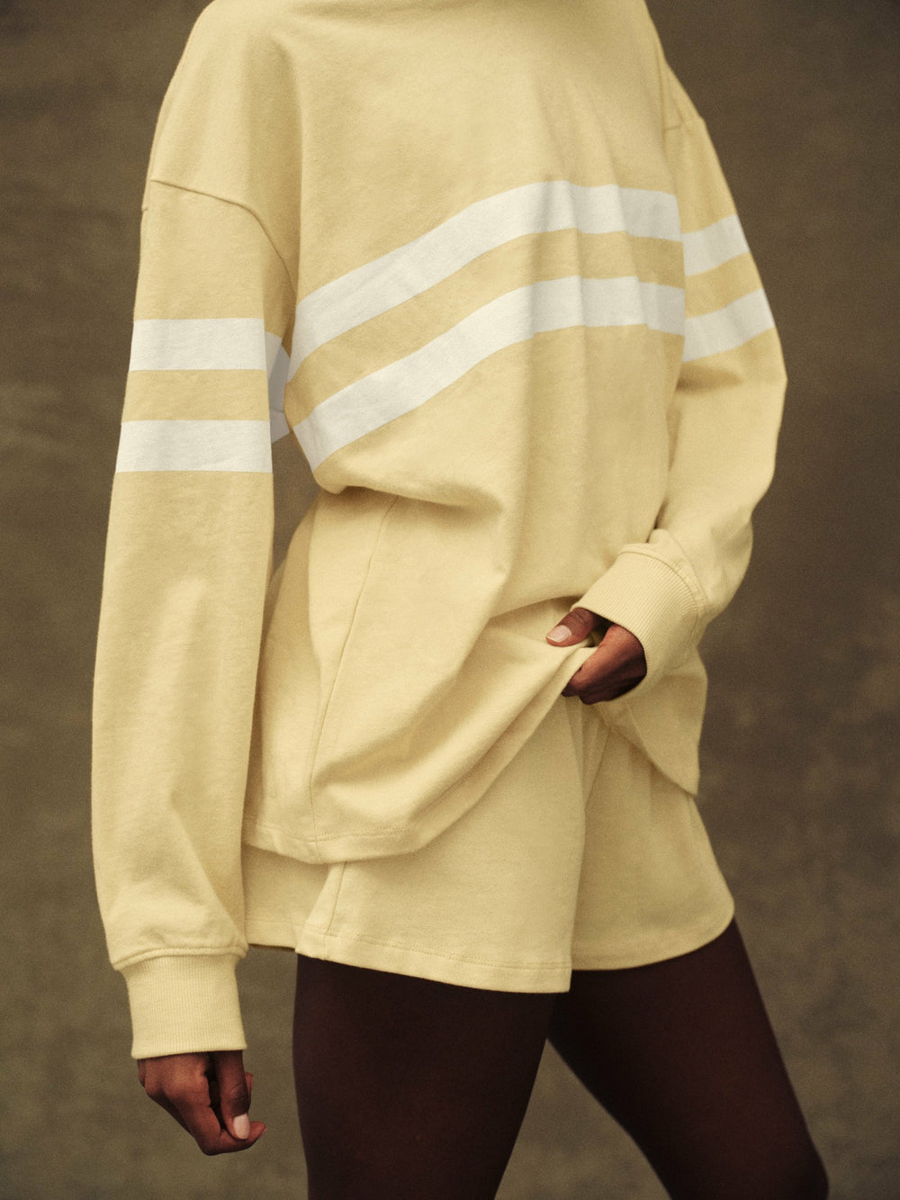 SET ACTIVE For Sale | HEAVY COTTON EASY STRIPE LONG SLEEVE - BUTTER