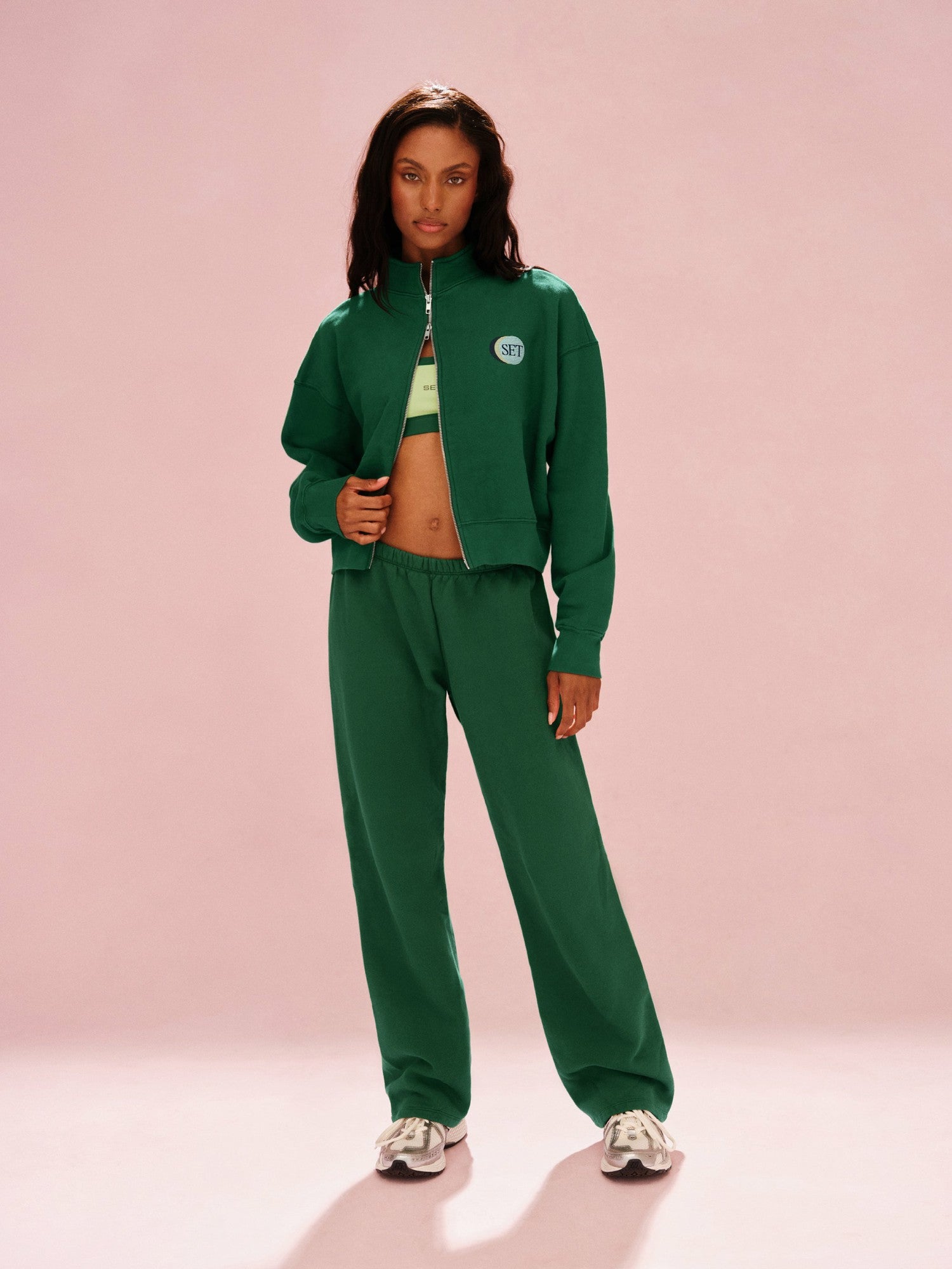 SET ACTIVE Online | MIDWEIGHT SWEATS STAPLE SET FUNNEL ZIP - LAWN