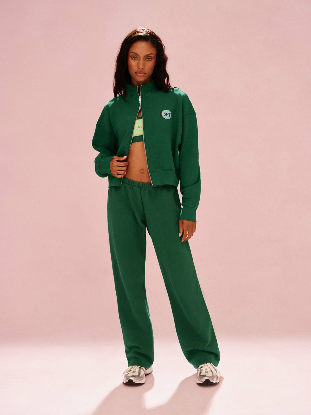 SET ACTIVE Online | MIDWEIGHT SWEATS STAPLE SET FUNNEL ZIP - LAWN