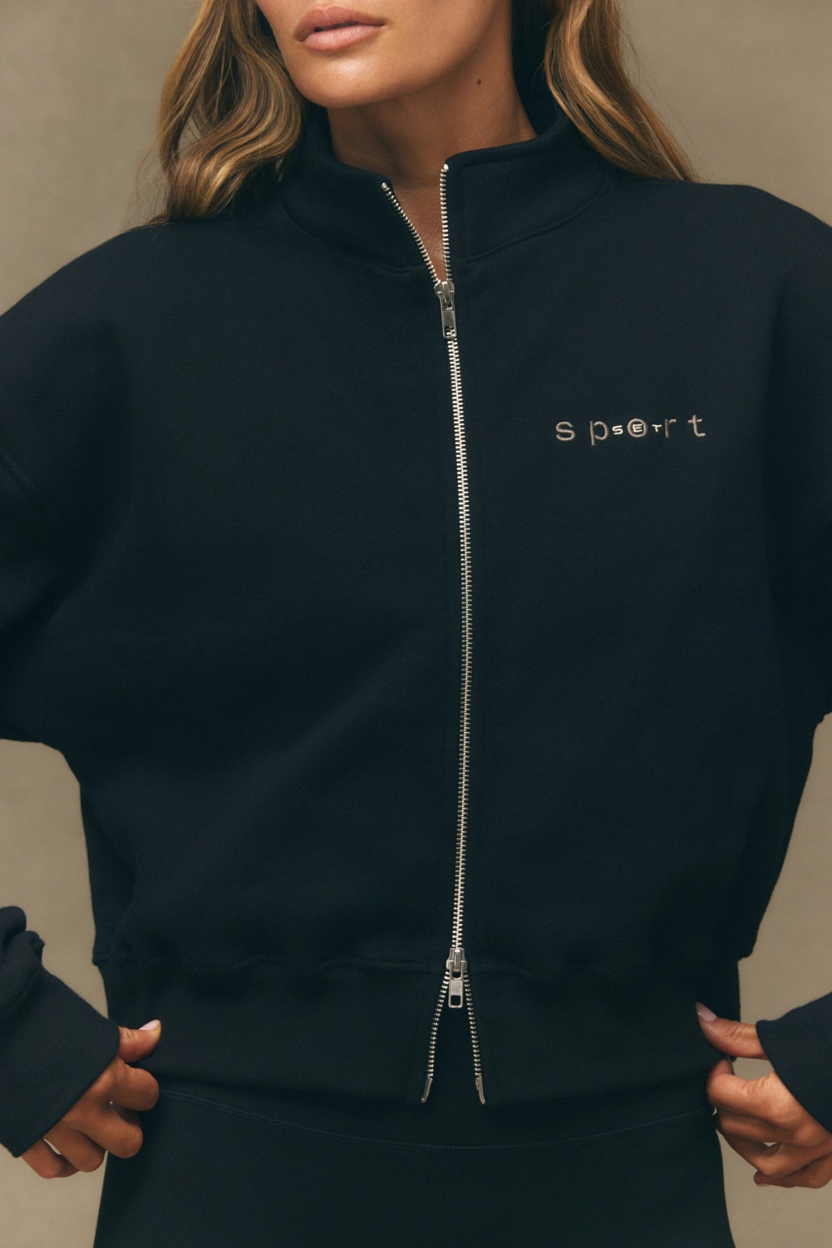 SET ACTIVE Sale | MIDWEIGHT SWEATS STAPLE SET SPORT FUNNEL ZIP - ONYX
