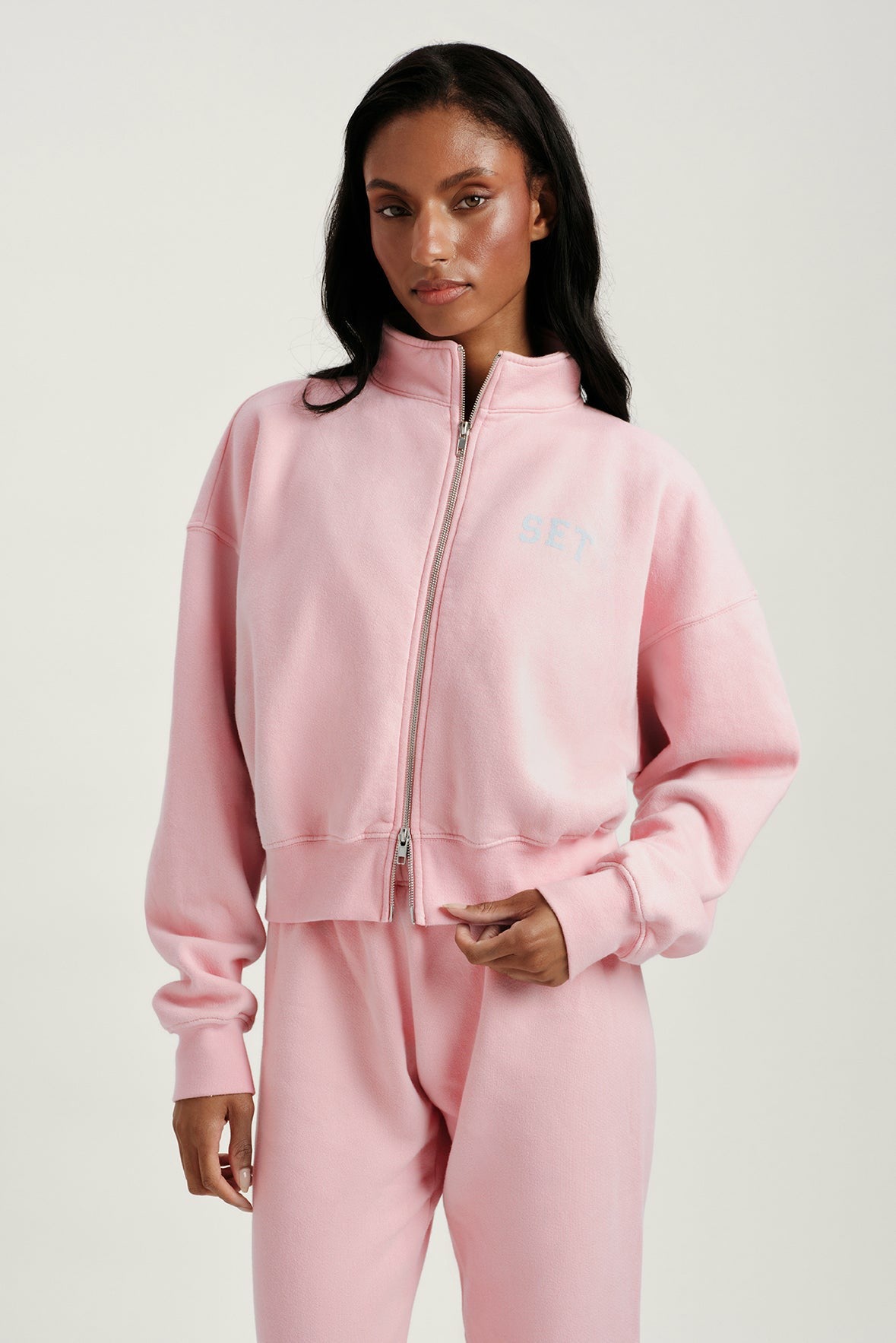 SET ACTIVE Outlet | MIDWEIGHT SWEATS STAPLE SET FUNNEL ZIP - BLUSH