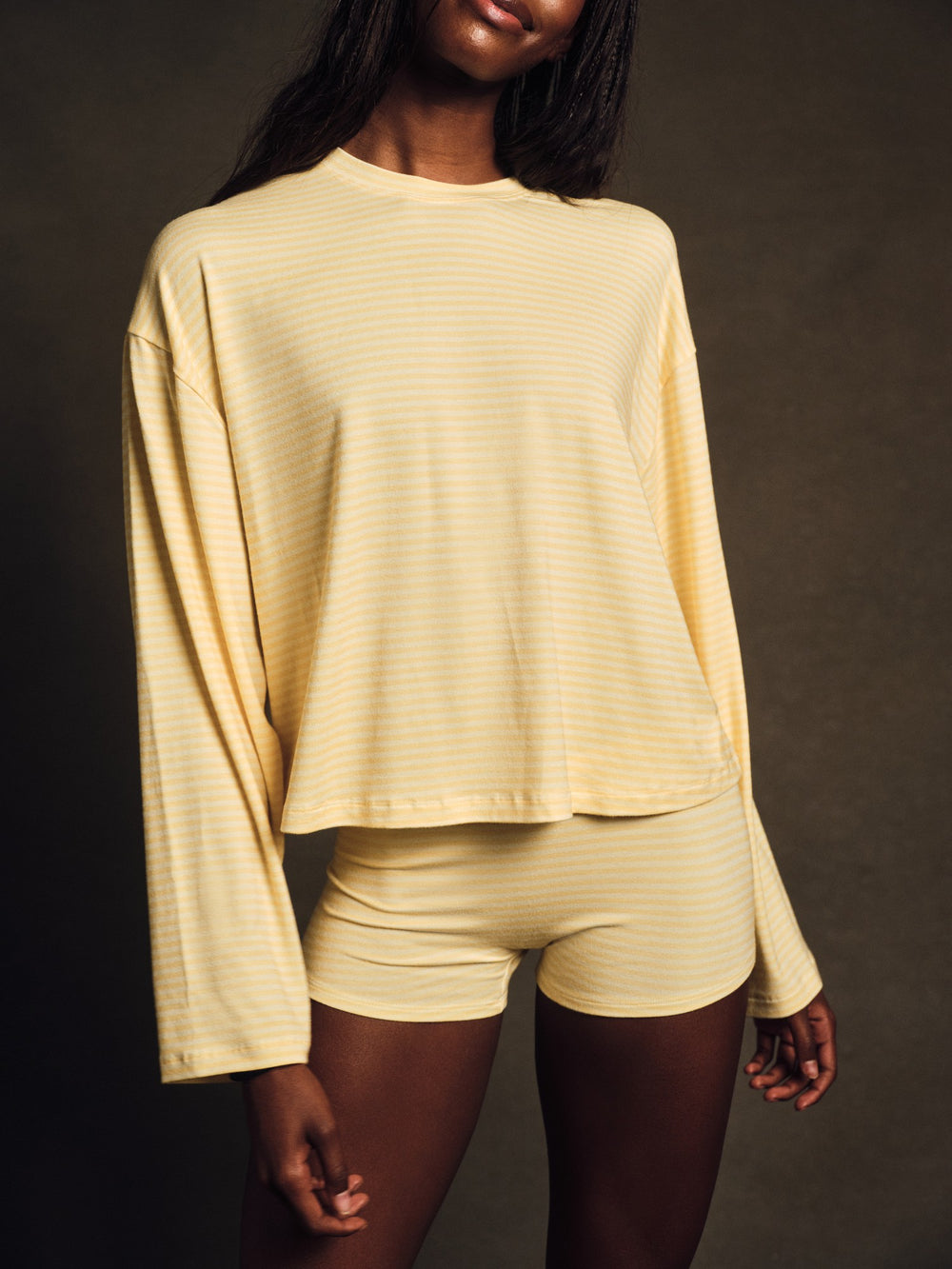 SET ACTIVE US | SLEEP JERSEY COMFORT STRIPE SLEEP SHORTS - TAFFY