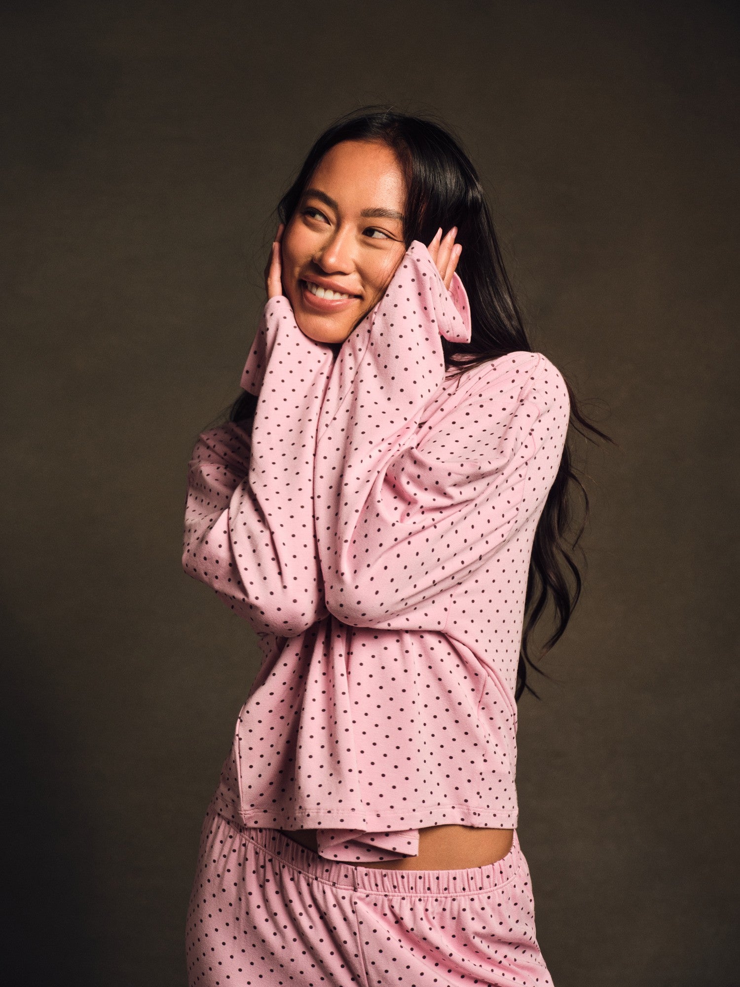 SET ACTIVE Outlets | SLEEP JERSEY COMFORT POLKA DOT BOXY LONG SLEEVE - SWIRL
