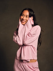SET ACTIVE Outlets | SLEEP JERSEY COMFORT POLKA DOT BOXY LONG SLEEVE - SWIRL