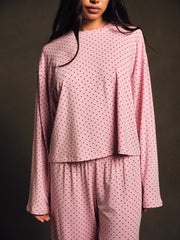 SET ACTIVE Outlets | SLEEP JERSEY COMFORT POLKA DOT BOXY LONG SLEEVE - SWIRL