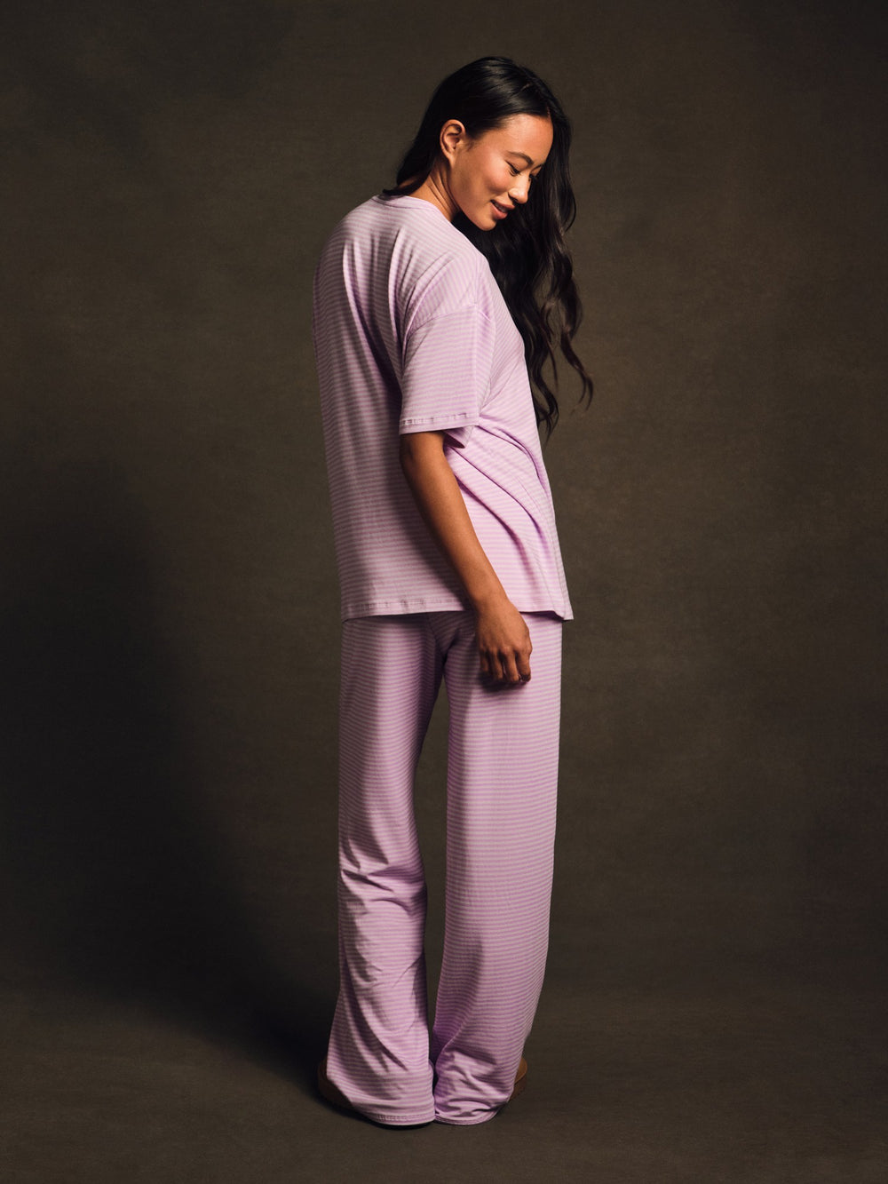 SET ACTIVE Website Store | SLEEP JERSEY COMFORT STRIPE BOXY TEE - BUTTERCREAM