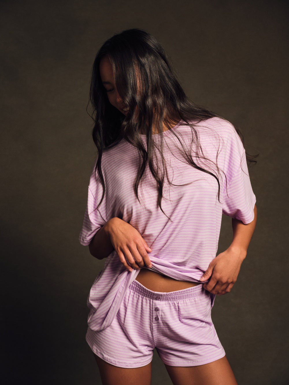 SET ACTIVE US | SLEEP JERSEY COMFORT STRIPE BOXER SHORTS - BUTTERCREAM