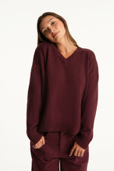 SET ACTIVE Sale | SET X PARKE COTTON V-NECK SWEATER - RHUBARB