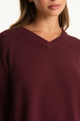 SET ACTIVE Sale | SET X PARKE COTTON V-NECK SWEATER - RHUBARB