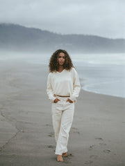 SET ACTIVE Outlet | SET X PARKE COTTON V-NECK SWEATER - CREAM