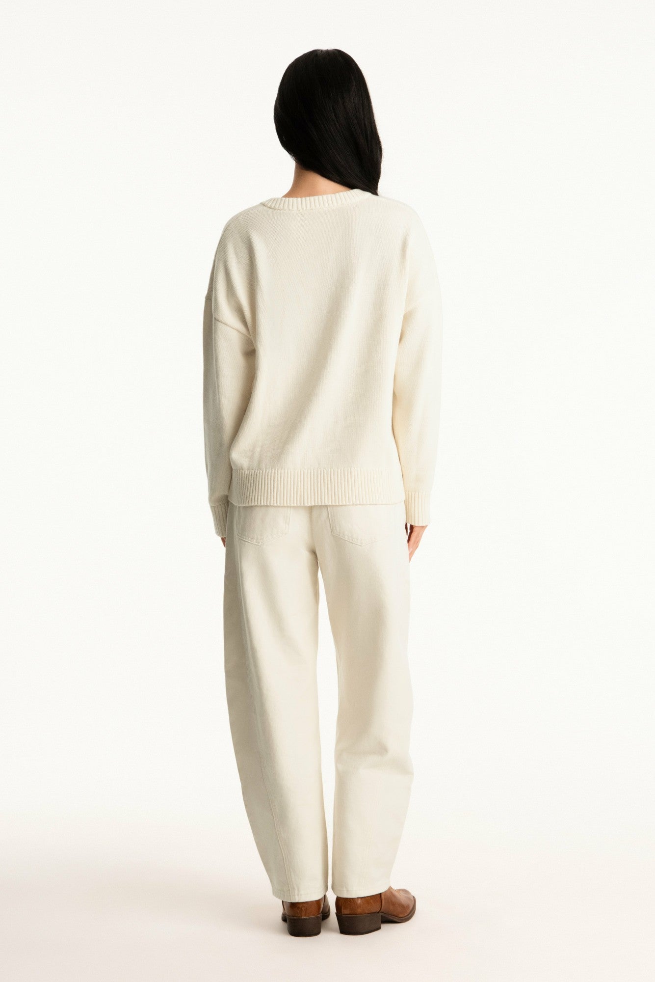 SET ACTIVE Outlet | SET X PARKE COTTON V-NECK SWEATER - CREAM