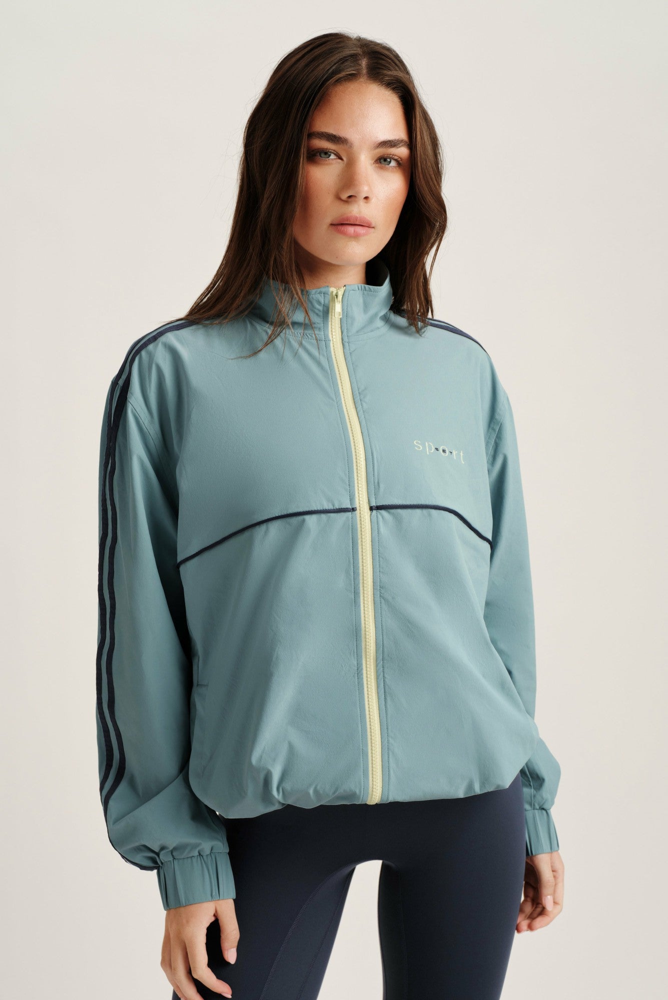SET ACTIVE Website Store | NYLON TRACK SEAM ZIP UP - WASHED