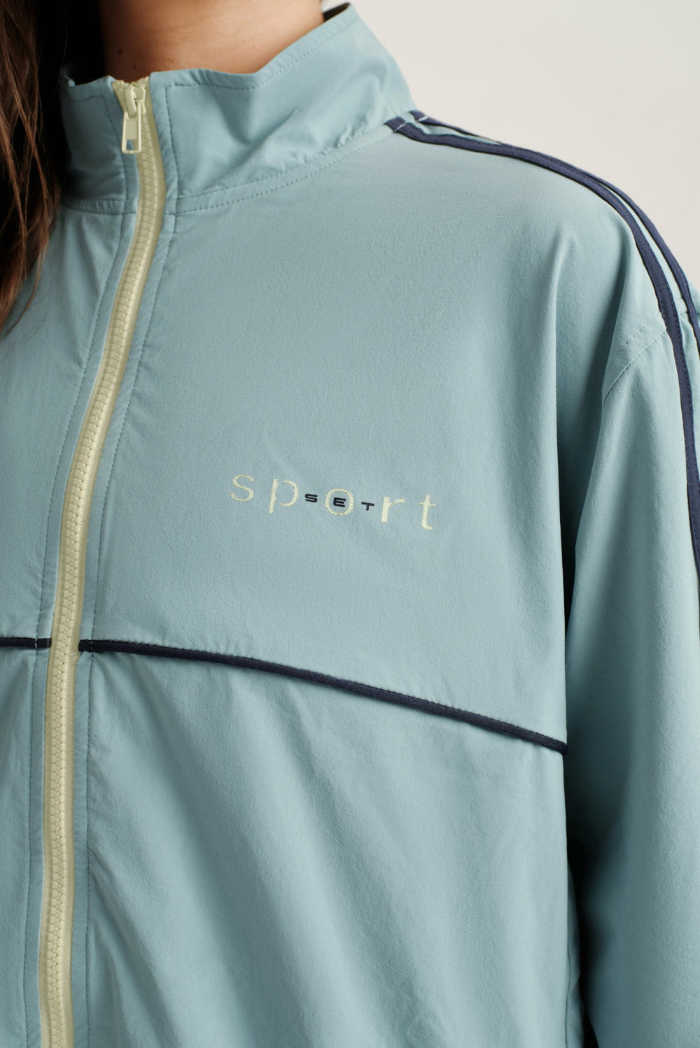 SET ACTIVE Website Store | NYLON TRACK SEAM ZIP UP - WASHED