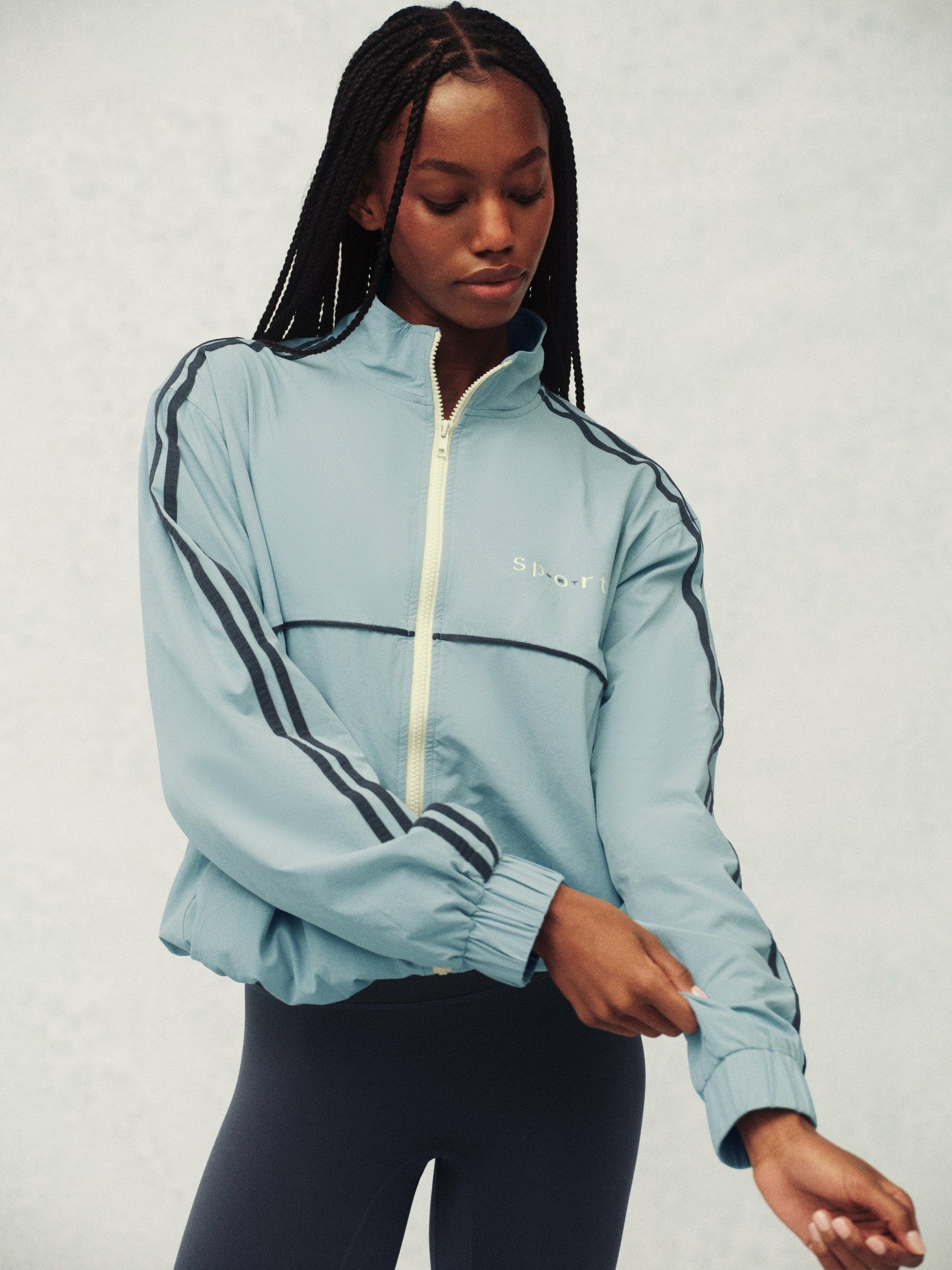 SET ACTIVE Website Store | NYLON TRACK SEAM ZIP UP - WASHED