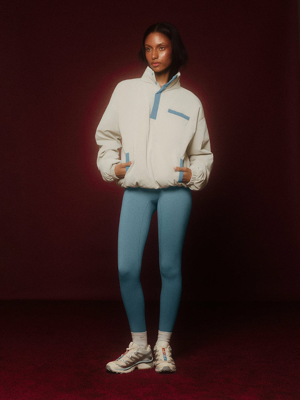 SET ACTIVE Outlet | NYLON PUFF QUARTER SNAP JACKET - GLISTEN
