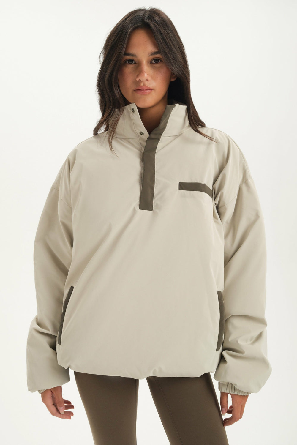 SET ACTIVE US | NYLON PUFF QUARTER SNAP JACKET - SPARROW