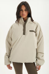 SET ACTIVE US | NYLON PUFF QUARTER SNAP JACKET - SPARROW