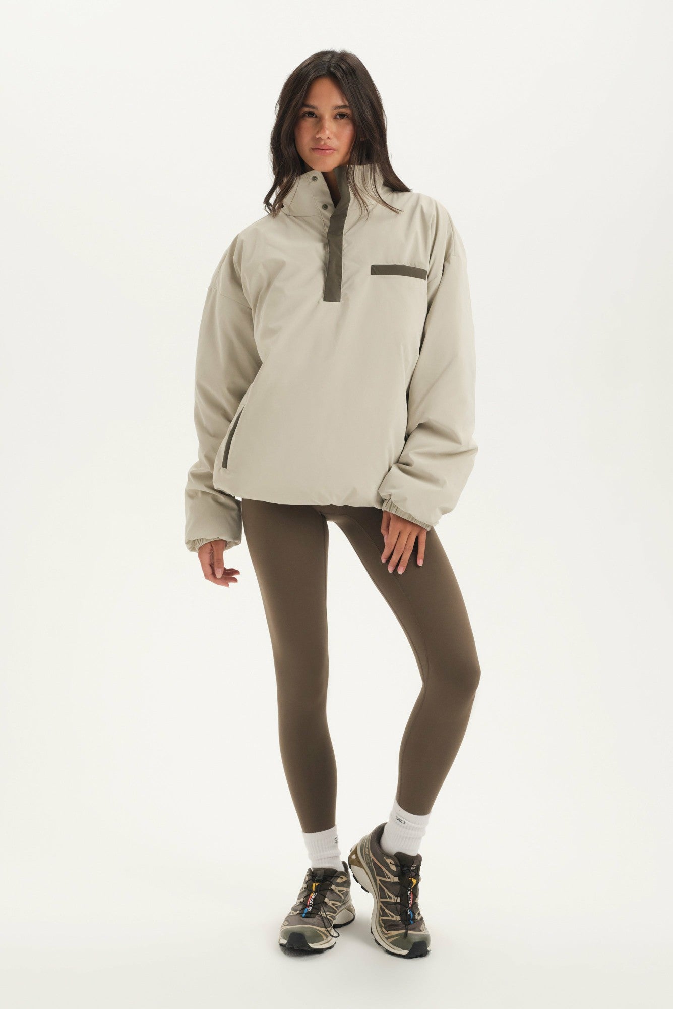 SET ACTIVE US | NYLON PUFF QUARTER SNAP JACKET - SPARROW
