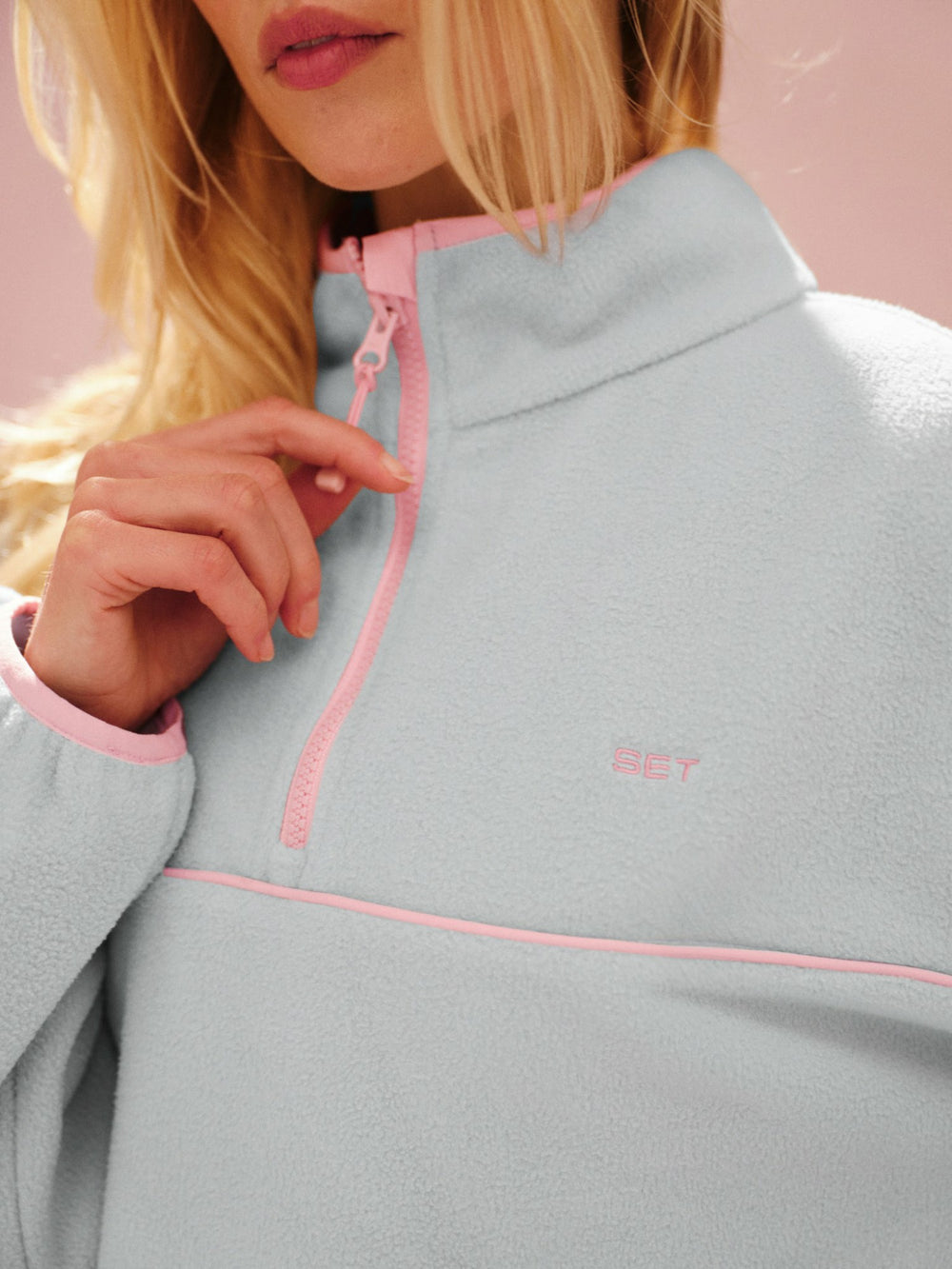 SET ACTIVE For Sale | MICROFLEECE HALF ZIP - BLUSH
