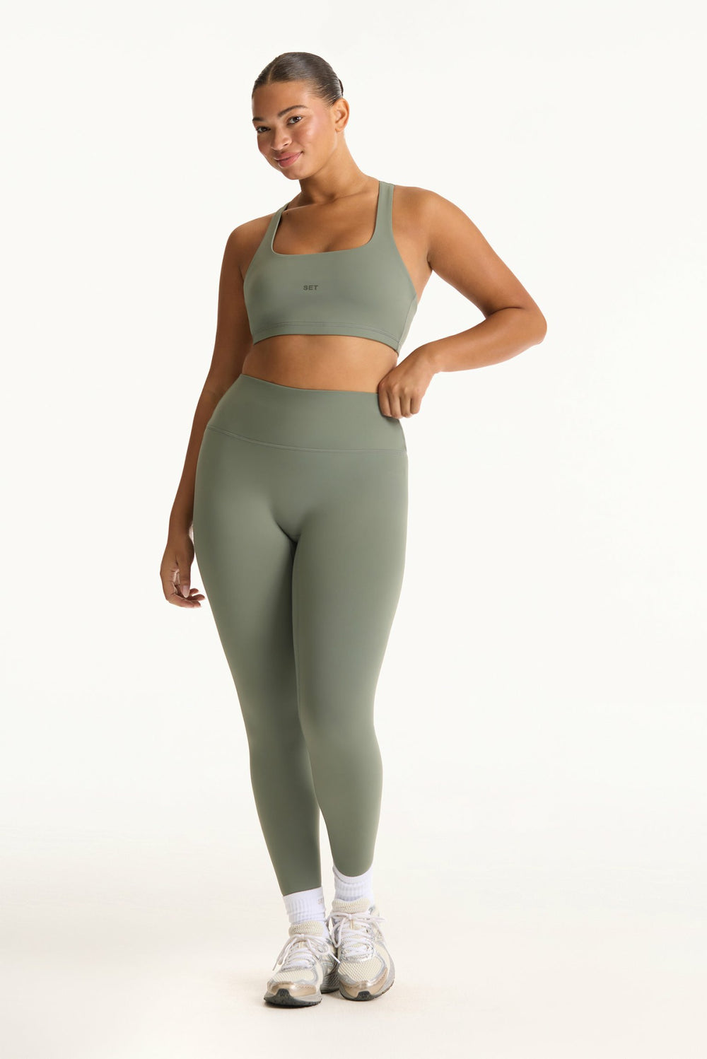 SET ACTIVE US | SPORTBODY® SPORTY HIGH-RISE LEGGINGS - KELP