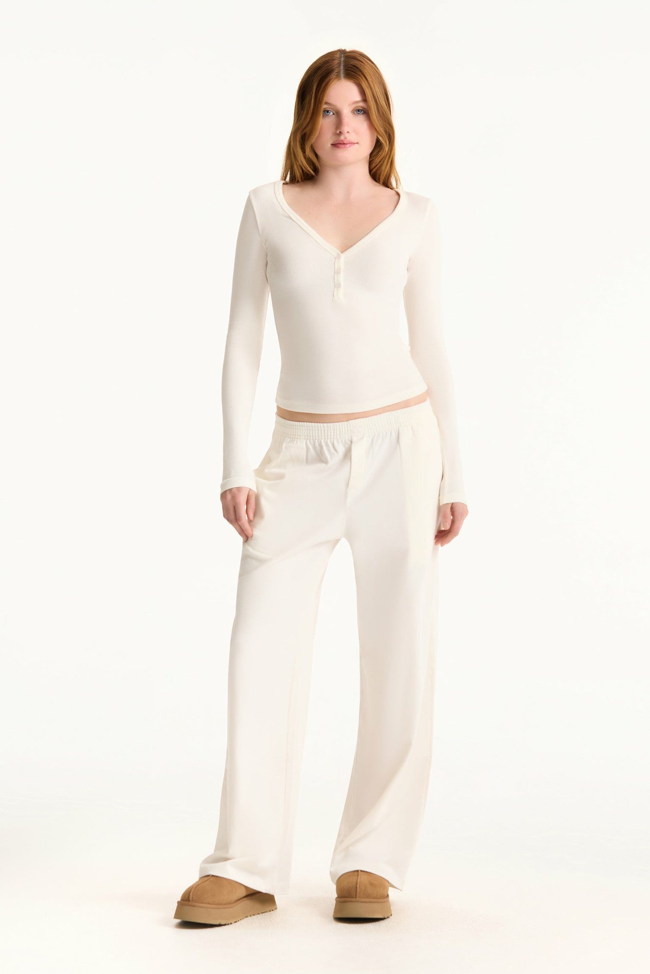 SET ACTIVE Outlet | RIBBED MODAL BODY HENLEY - BLANC