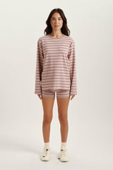 SET ACTIVE US | STRIPE JERSEY STRIPE SHORTS - FLIRT