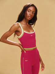 SET ACTIVE Outlet | BREATHE 1.0 CONTRAST DOUBLE STRAP TANK - HIBISCUS