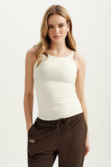 SET ACTIVE Discount | STRETCH COTTON LAYER COLLAR TANK - DUST