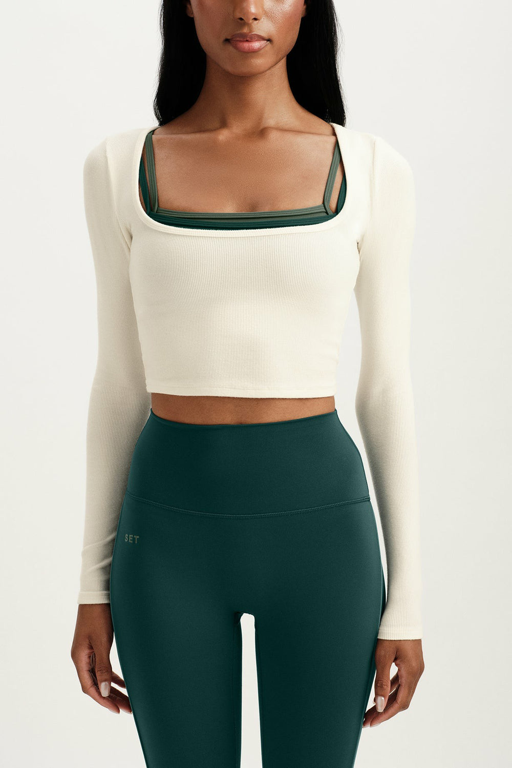SET ACTIVE Website Store | RIBBED MODAL BODY SQUARENECK LONG SLEEVE - DUST