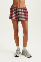 SET ACTIVE US | HEAVY COTTON EASY STRIPE SHORTS - SEPIA