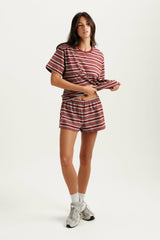 SET ACTIVE US | HEAVY COTTON EASY STRIPE SHORTS - SEPIA